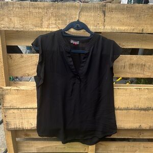 Vince Camuto Black Mandarin Collar Blouse